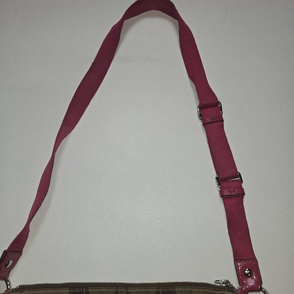 Coach Poppy Daisy Signature C Swingpack Crossbody Bag Khaki Raspberry Y2K Worn - Picture 8 of 14